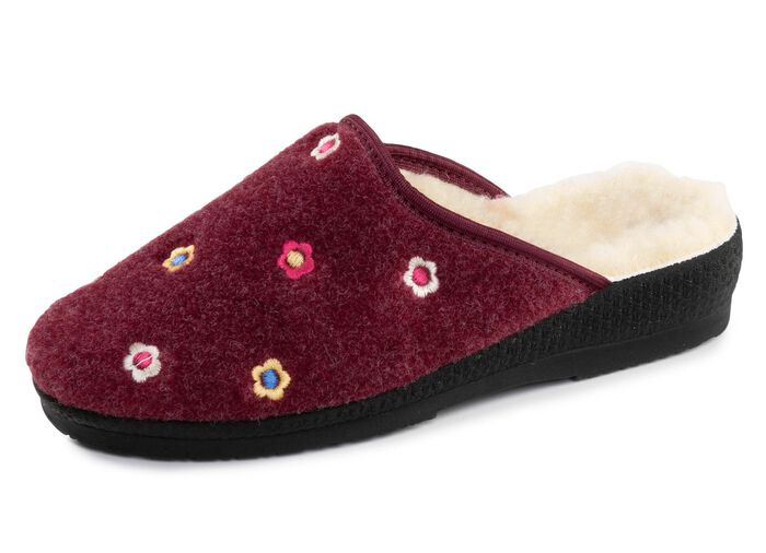 Gevoerde damespantoffels, met nieuwe wol 