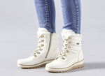 Remonte, gevoerde dames enkellaarsjes, winterschoenen, breedte G, met lamswol NATUURWIT