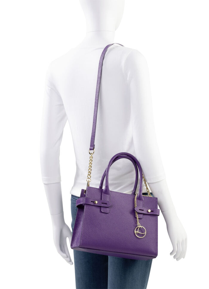 Laurina tas van generfd kalfsnappaleer PAARS