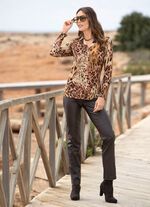 Poloshirt met korte knoopsluiting BRUIN-BEIGE-ROS&Eacute;