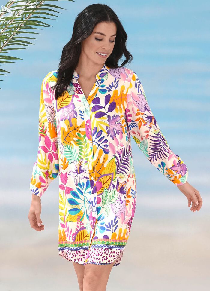 Lange blouse met lange mouwen en randprint 