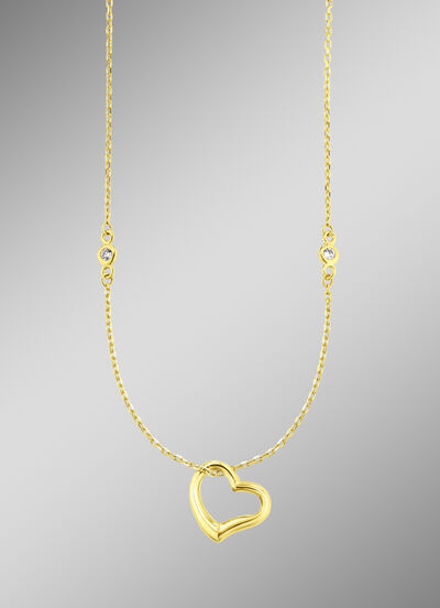 Harthanger met synth. zirkonia en ankerketting 