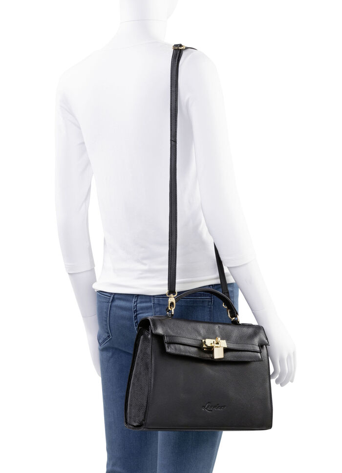 Laurina tas van volledig rundnappaleer ZWART