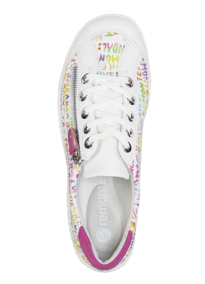 Remonte sneakers gemaakt van gecoat leer met stoere print WEISS-BUNT