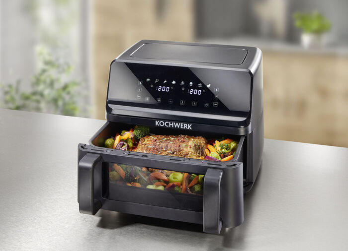 Digitale heteluchtfriteuse met touchdisplay ZWART