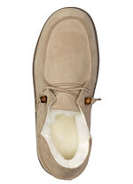 Gevoerde herenpantoffels, winterschoenen, met lamsvacht BEIGE