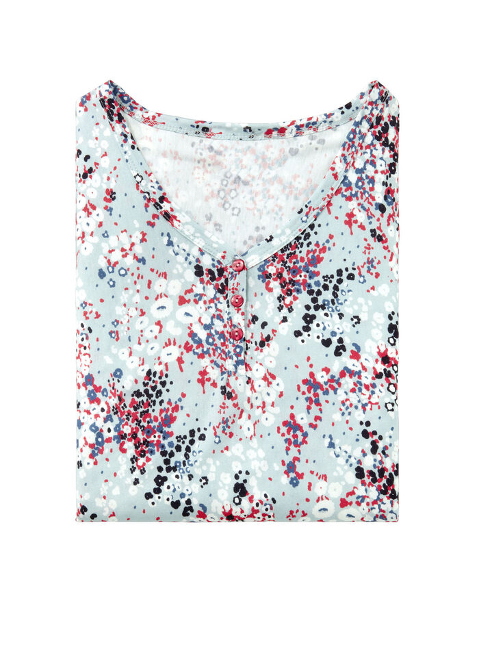 Laurina nachthemd met randprint en knoopsluiting MINT-WEISS-BUNT