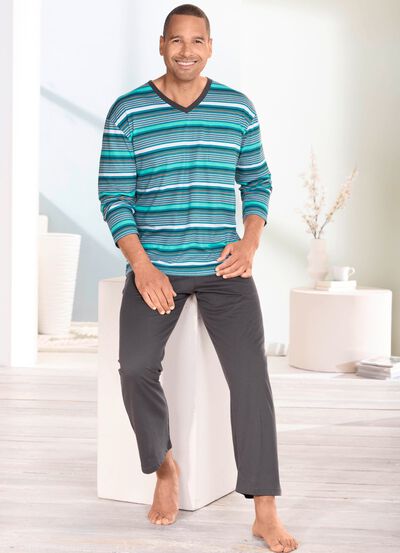 V-hals pyjama met open manchetten 