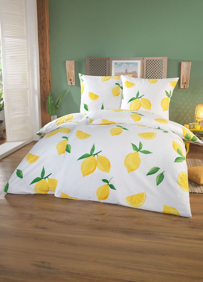 Beddengoedset met felgeel citroenmotief 