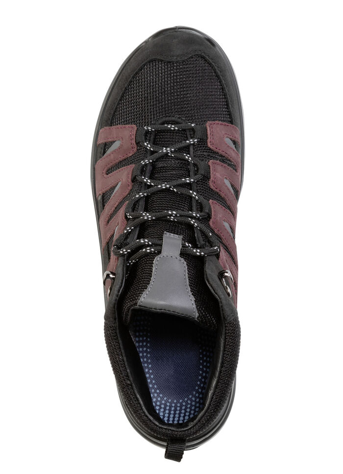 Weerbestendige veterbootie voorzien van een klimaatmembraan ZWART-BORDEAUXROOD