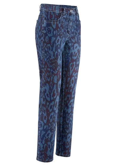 Jeans met trendy dierenbontdessin 