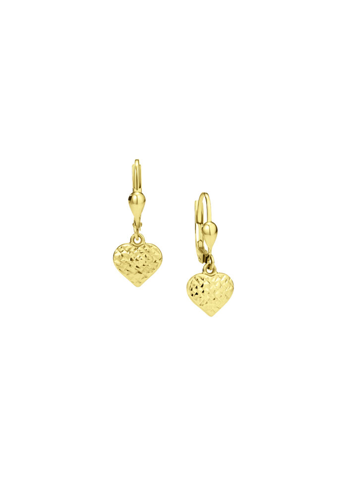 Oorbellen met diamanten hart van fijn goud 585/- 