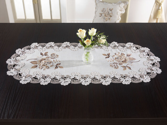 Tafel- en kamerdecoratie met kanten rand BEIGE