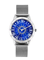 Zilverkleurig dameshorloge met zonnemotief en kristalaccenten 