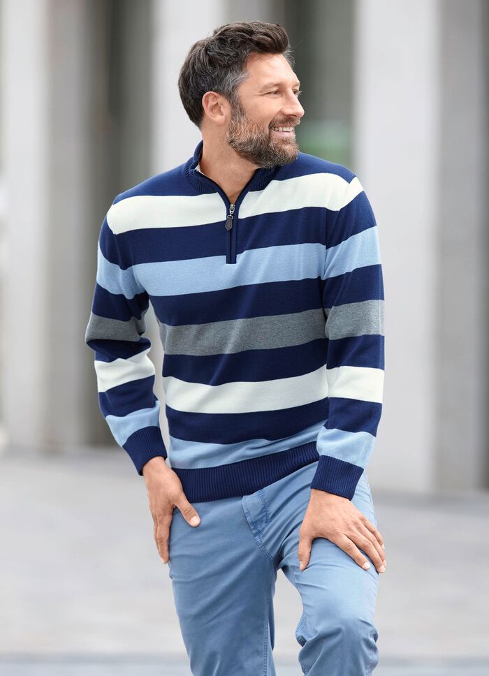 Gestreepte troyer met korte ritssluiting 