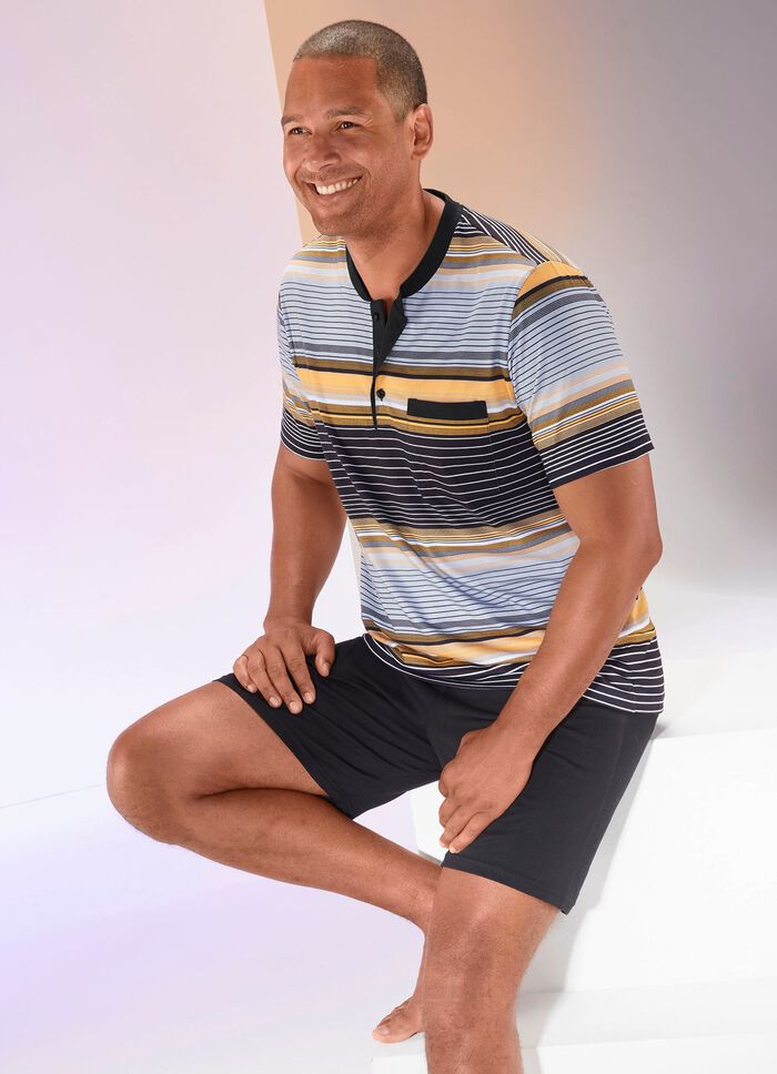 Shorty met knoopsluiting en gestreept ontwerp 