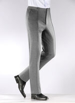 Modieuze "Klaus Models" broek met elastische tailleband in 4 kleuren MITTELGRAU MELIERT