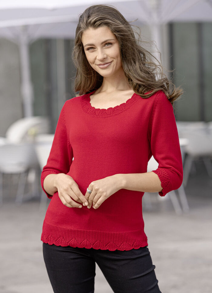 Trui met golfmanchetten ROOD