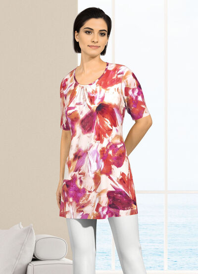 Lang shirt met subtiele ruches aan de voorkant 