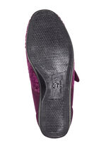 Laurina, klassieke damesschoenen met klittenband, met elastisch fluweel BORDEAUX
