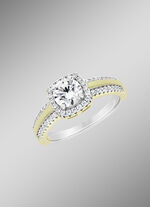 Damesring in bicolor design met synthetische zirkonia 
