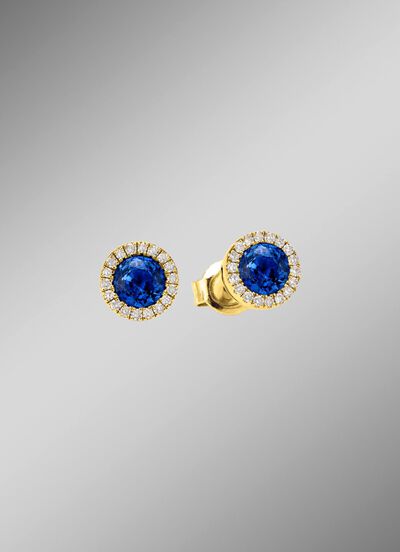 Stralende elegantie: oorbellen met echte saffier en 36 diamanten 