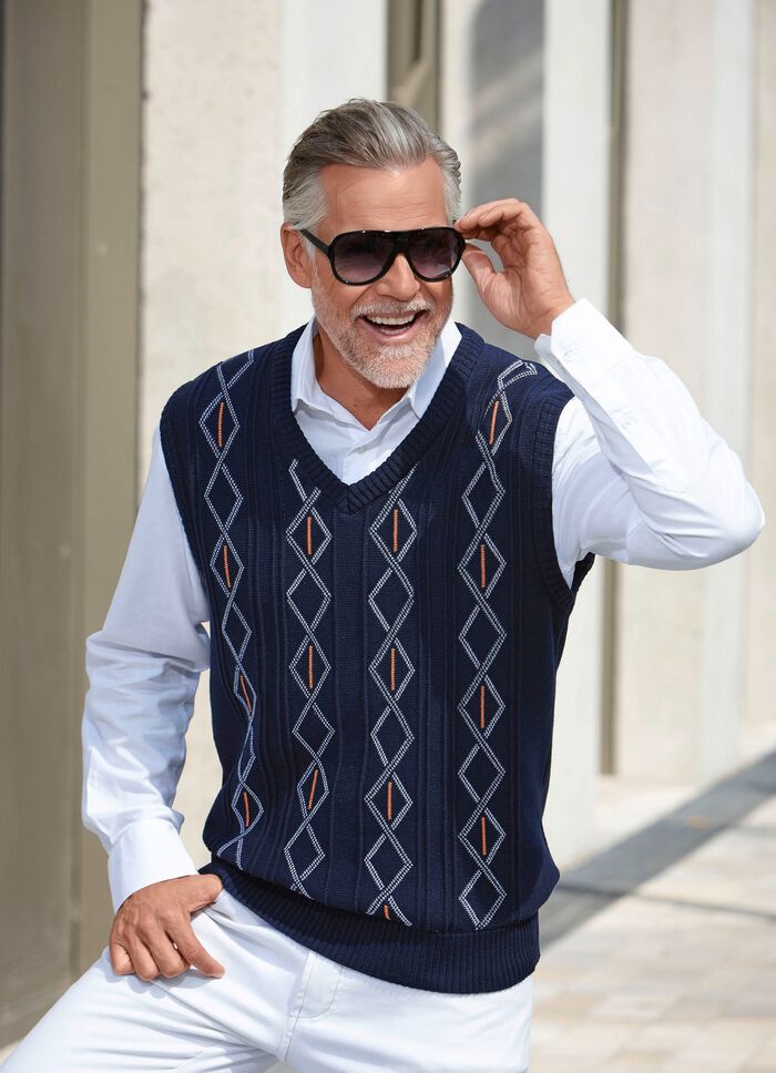 Sweatervest met V-hals in 2 kleuren 