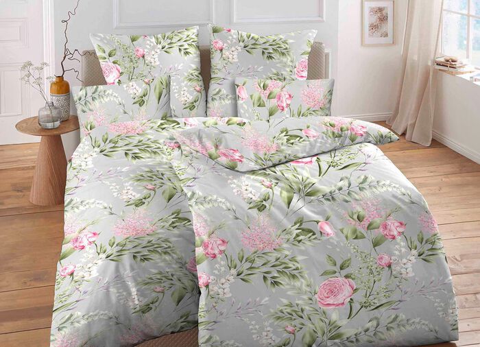 Biberna beddengoedset in renforcé kwaliteit GRIJS-KLEURRIJK