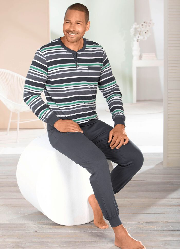 Set van twee pyjama's met knoopsluiting en manchetten 