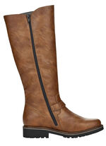 Remonte, gevoerde dameslaarzen, winterschoenen, breedte G, met lamsvacht COGNAC