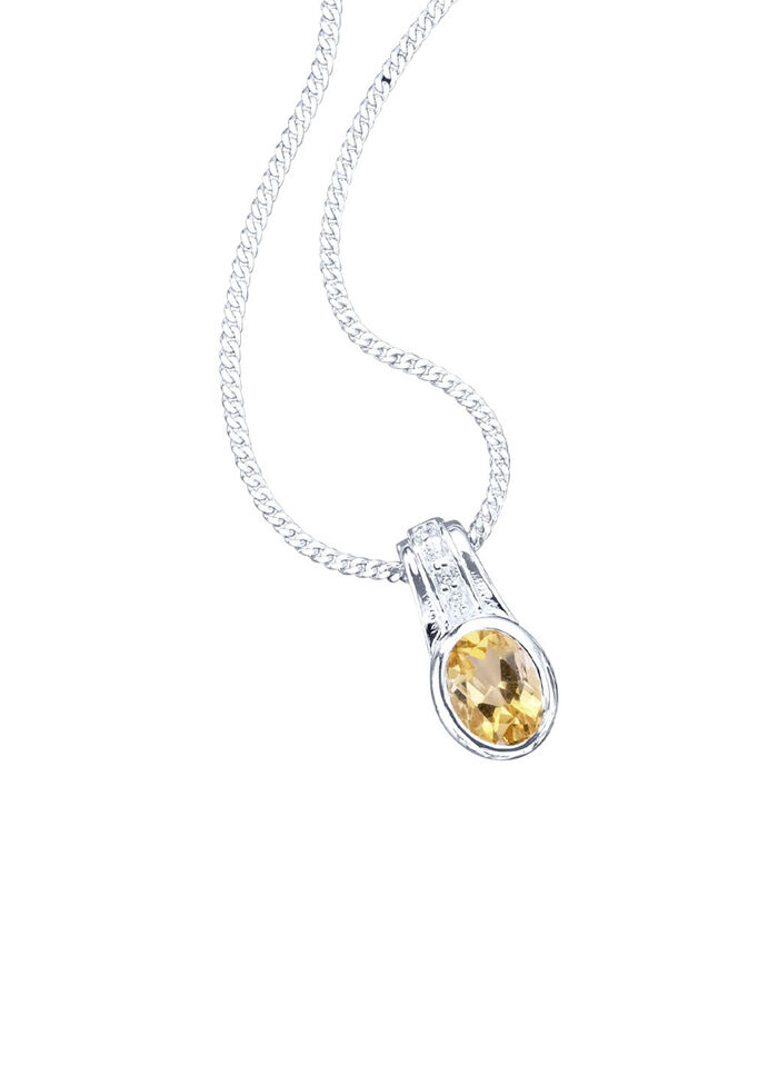 Hanger met echte citrien en synthetische zirkonia 