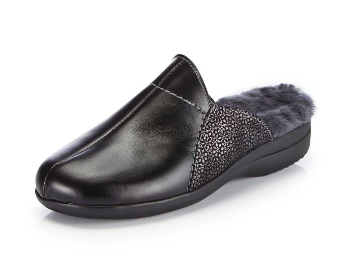 ELENA EDEN pantoffels van kalfsnappaleer ZWART