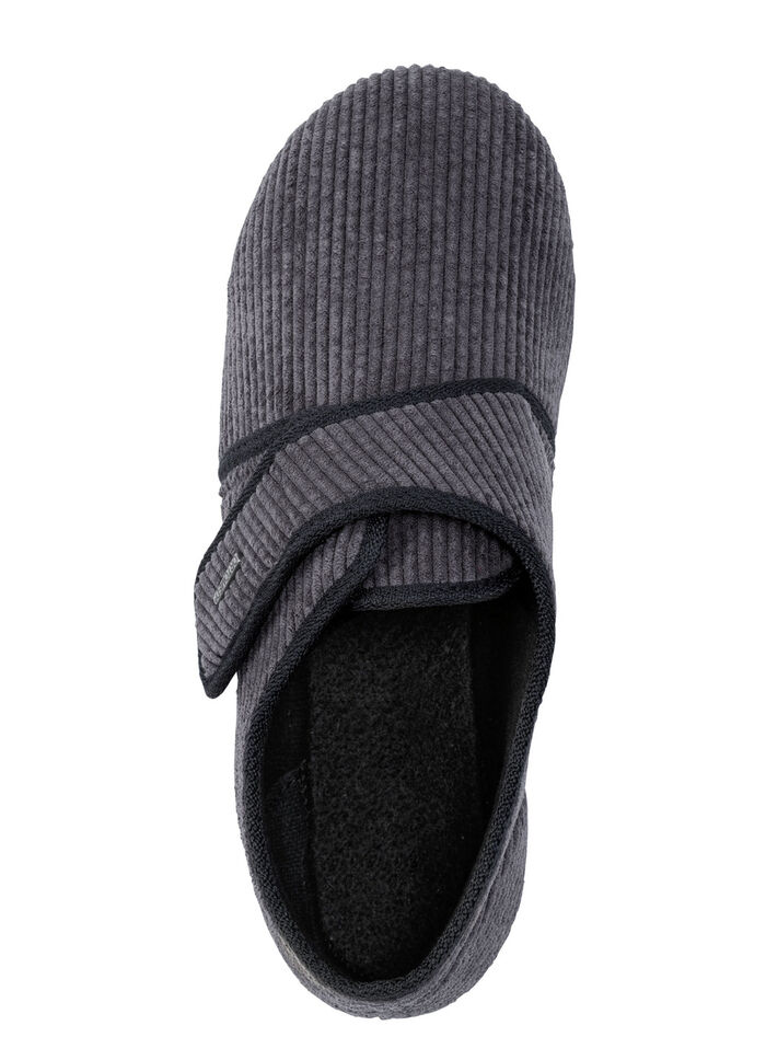Klassieke herenpantoffels, met klittenbandsluiting ANTHRAZIT