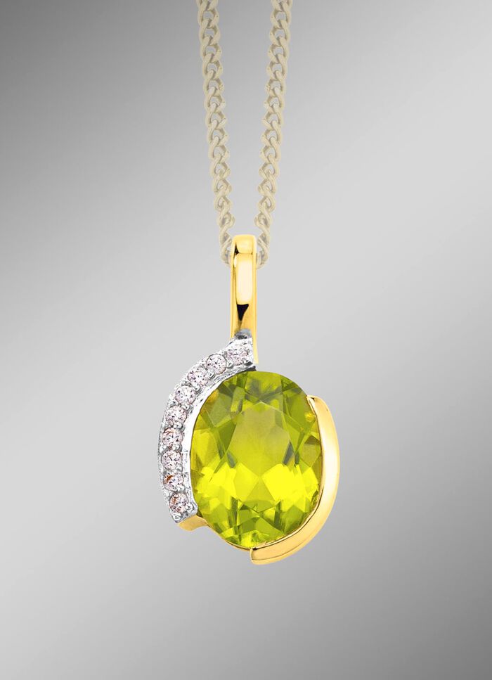 Hanger met echte peridoot en synthetische zirkonia 