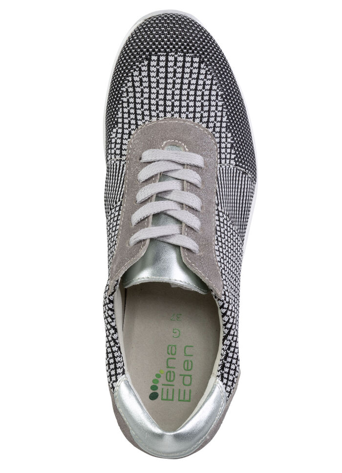 ELENA EDEN veterschoen met leren details SCHWARZ-WEISS-TAUPE