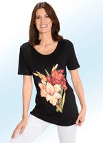 Lang shirt met contrastprint in 2 kleuren 