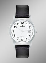 Herenhorloge met titanium kast en leren band 