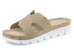 ELENA EDEN, zomerse damesmuiltjes van leer BEIGE