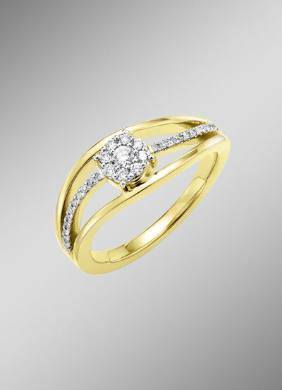 Damesring met diamanten en briljant geslepen diamanten 