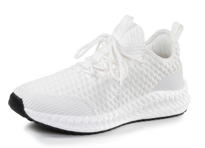 Veterschoenen van gestructureerd textielmateriaal WIT