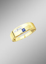 Damesring in bicolor met diamant en echte blauwe saffier 