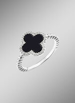 Damesring van zilver met onyx en zirkonia 