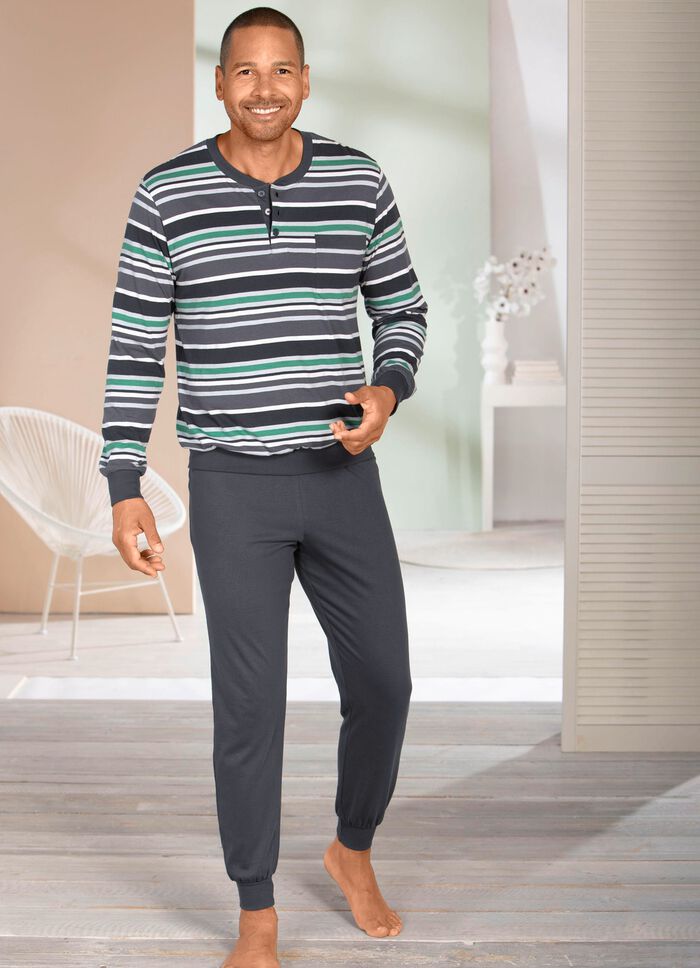 Set van twee pyjama's met knoopsluiting en manchetten 