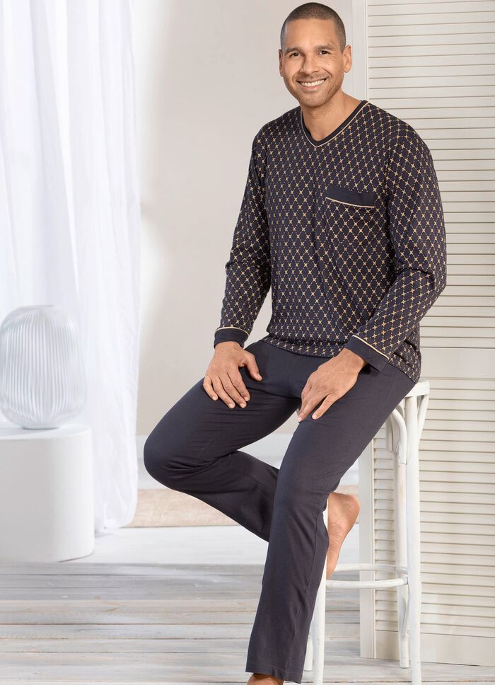 V-hals pyjama met open manchetten 