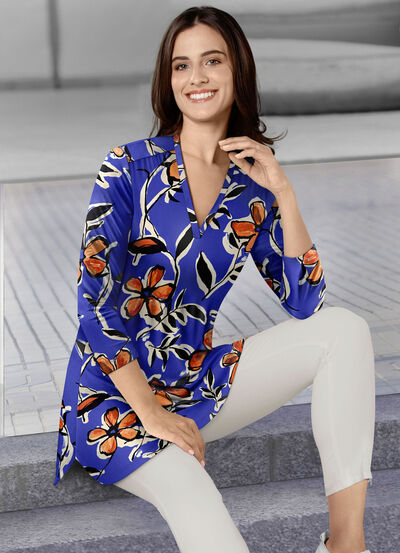 Shirttuniek met felgekleurde print 
