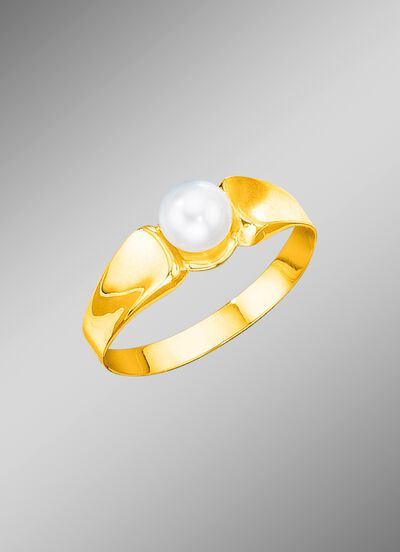 Vrouwelijke damesring met zoetwaterparel 