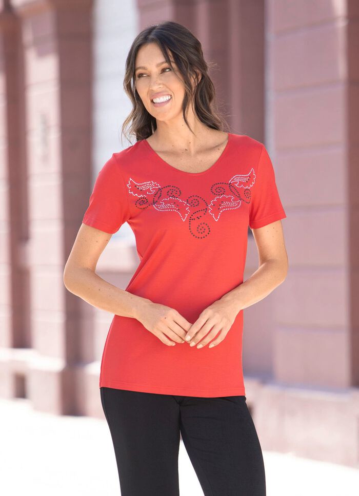 Shirt met decoratieve plaatdecoratie in 2 kleuren 