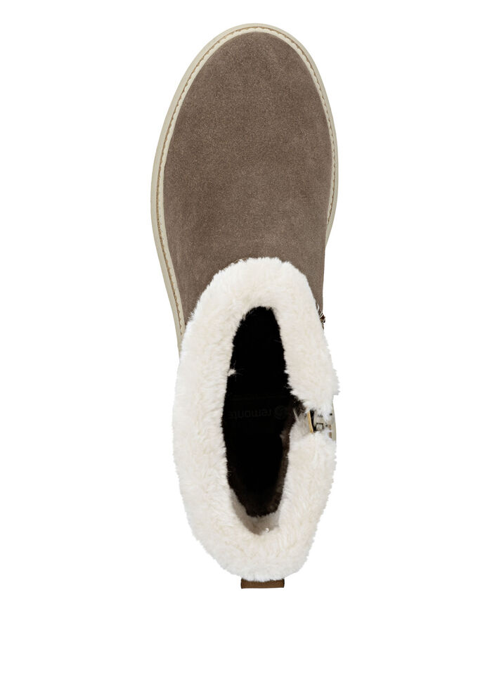 Remonte, gevoerde dames enkellaarsjes, winterschoenen, breedte G, met lamsvacht BRAUN
