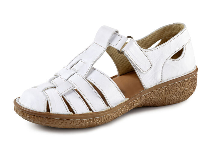 ELENA EDEN, zomerse damespantoffels, breedte G, met klittenbandsluiting WEISS