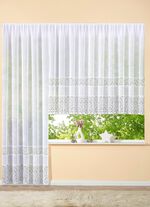 Bloemenvenstervitrage met universele railband 